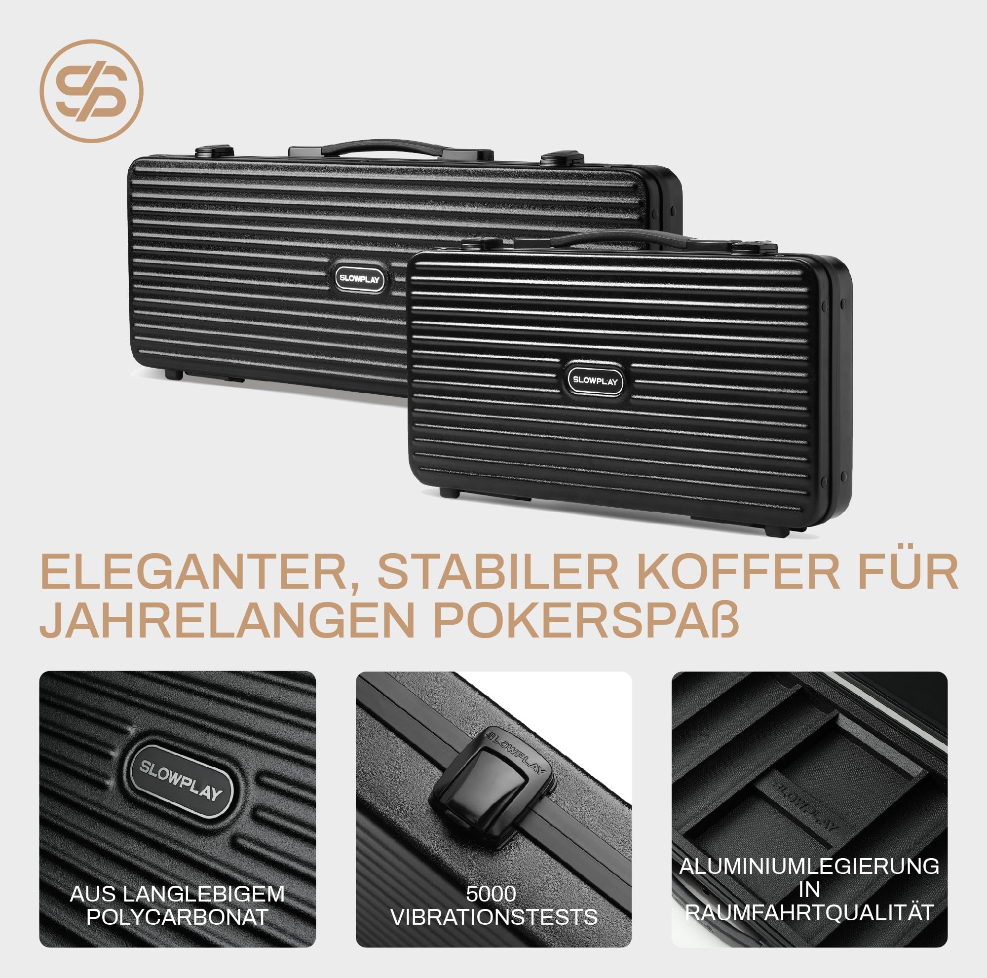SLOWPLAY Nash Clay-Poker-Set, 14 g/40 mm Chips für Texas Hold’em | Black Gold Edition; 500 nummeriert (Full Set); Premium-Koffer mit PC-Schale; Clay-Verbundchips; Art-déco
