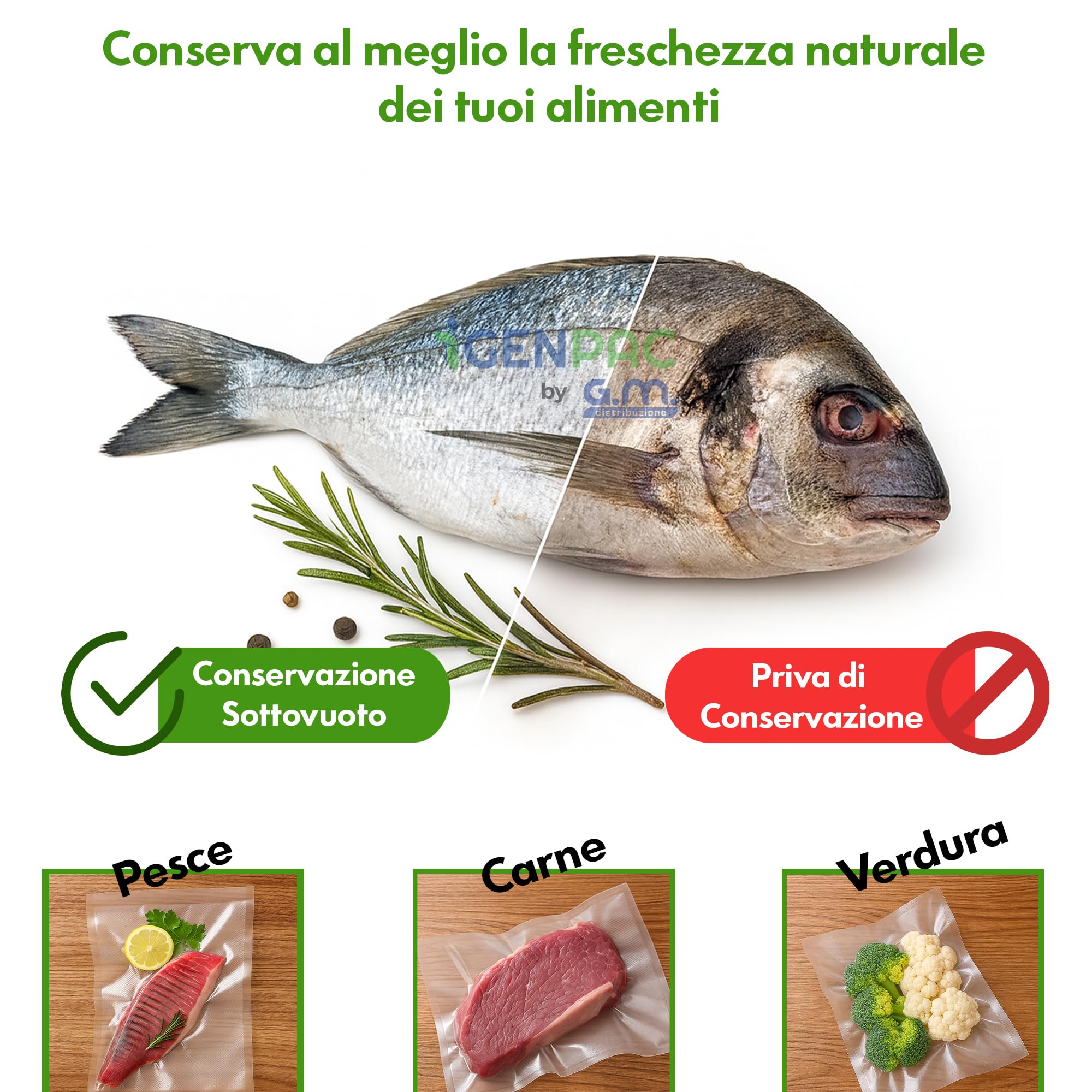 GM 100 Buste Sottovuoto Lisce 10x20 cm BPA Free – Sacchetti per Cottura Sous Vide Professionale, Congelatore e Frigo – Resistenti da -40 °C a 121 °C, Idonee Alimenti, Alta Tenuta Ermetica
