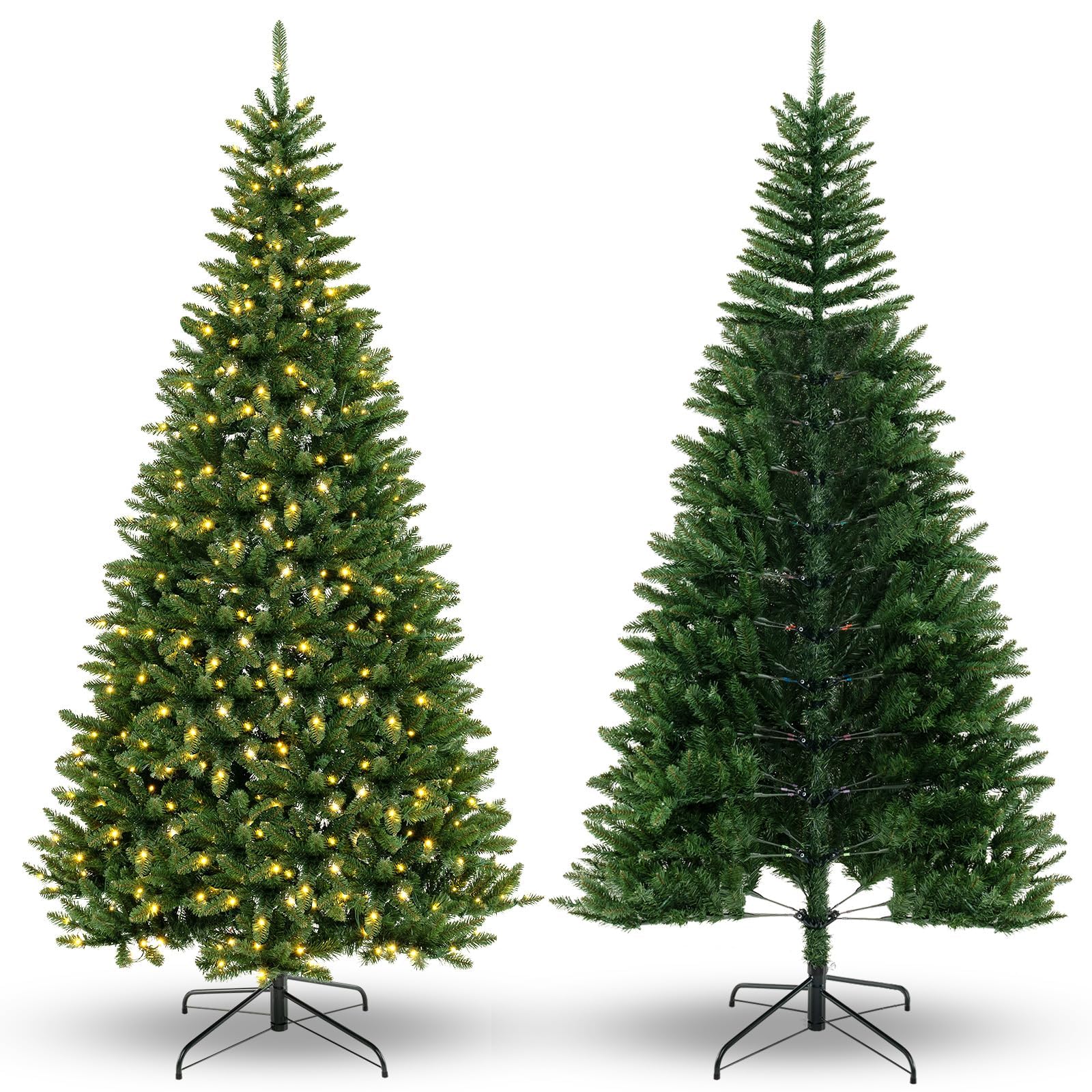 RELAX4LIFE Albero di Natale 240cm, Mezzo Albero da Parete con 360 Luci LED Incorporate, Albero di Natale Angolare da Muro, Decorazione Natalizia per Casa