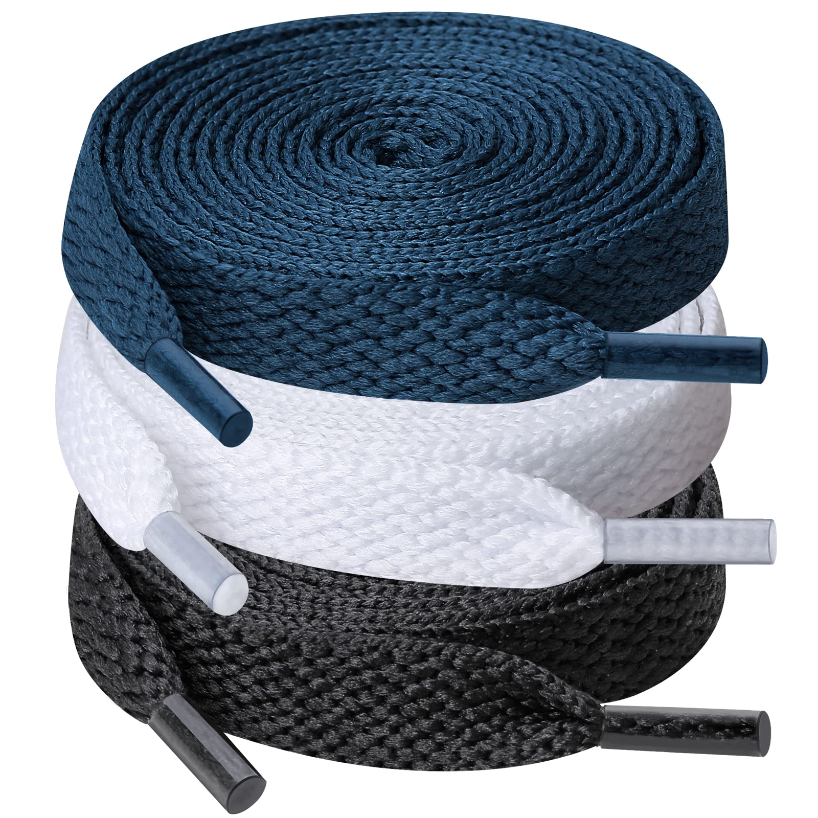 UpUGo 3 Paar Schnürsenkel, 8mm Breit Flache Schnürsenkel für Turnschuhe, Sport, Laufen, Erwachsene