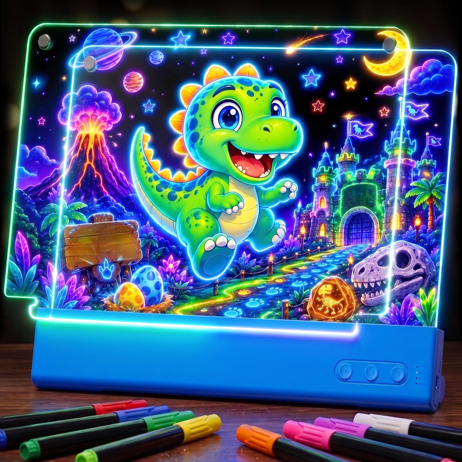 Pizarra LED Niños, Pizarra Luminosa de Doble Panel