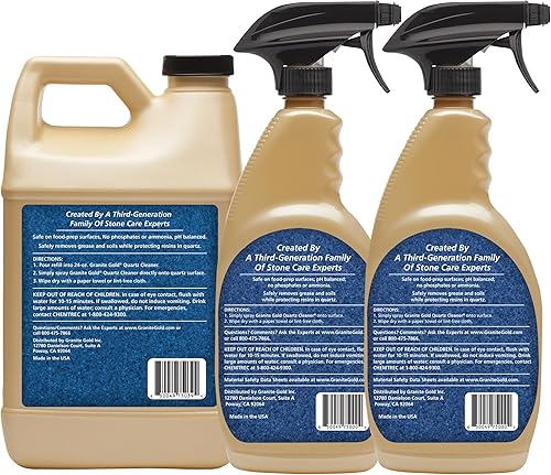 Miniatura 2 de Granite Gold Spray limpiador de cuarzo para Caesarstone, Cambria, Silestone y todas las demás superficies de cuarzo, 64 onzas líquidas y 2 x 24