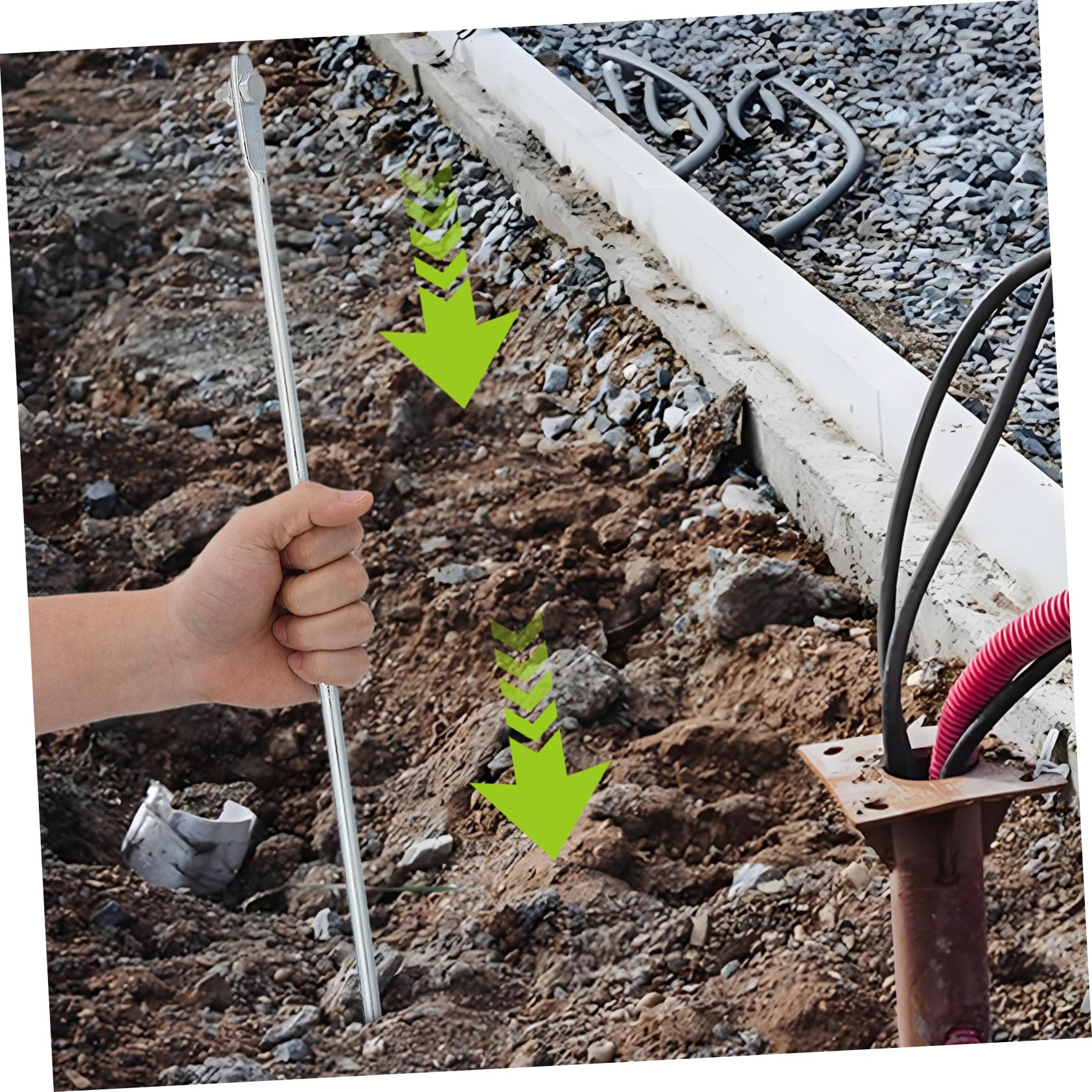 Erdungsstab 1m aus Eisen mit Kabel und Erdungsstabdraht für Bodenmontagepfosten Robuste Konstruktion für Elektrische Erdung und Hausgebrauch