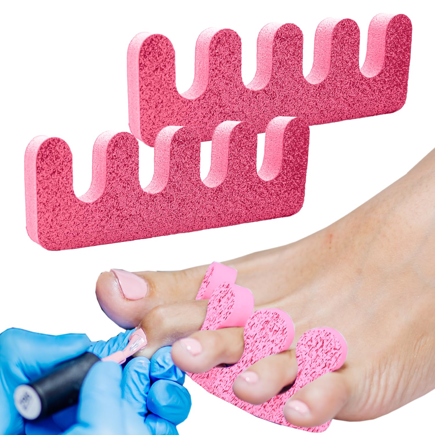 Separatore per Dita dei Piedi e delle Mani, 2 PZ Schiuma Morbida Foam Spugna Separa Dita Divisori per Smalto Unghie dei Piedi Nail Art, Separadita per Pedicure e Manicure (ROSA)