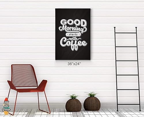 Miniatura 4 de HB Art Design Good Morning Starts with Coffee Retro Style Quote Canvas Print Wall Art Coffee Bar Decor Coffee Signs Kitchen Wall Decor Dining Room
