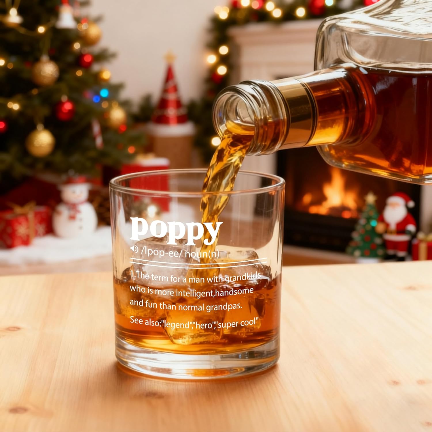 Poppy Definition Whiskey Glass, Grandpa Gifts for Men, Funny Poppy Gifts from Grandkids for Grandfather, Father's Day Birthday Christmas Gift for Grandfather New Grandpa, 10oz - Image 9