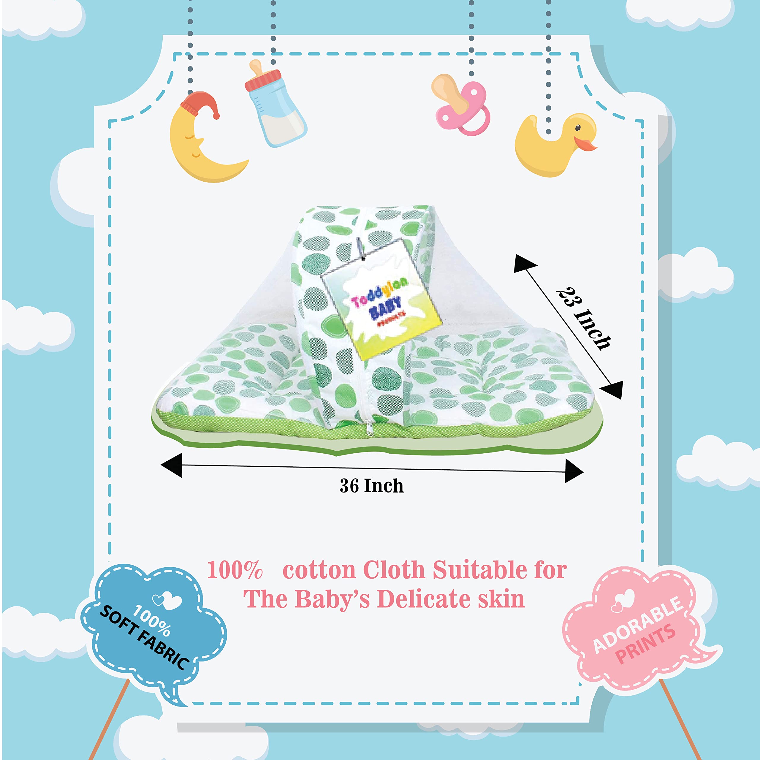Toddylon Baby Bed New Born Baby Bedding Set Mattresses with Mosquito Net (0-6 Month) 4