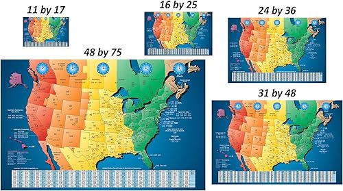 Miniatura 7 de Mapa de códigos de área de zona horaria de Norteamérica, laminado brillante a todo color, incluye búsqueda inversa