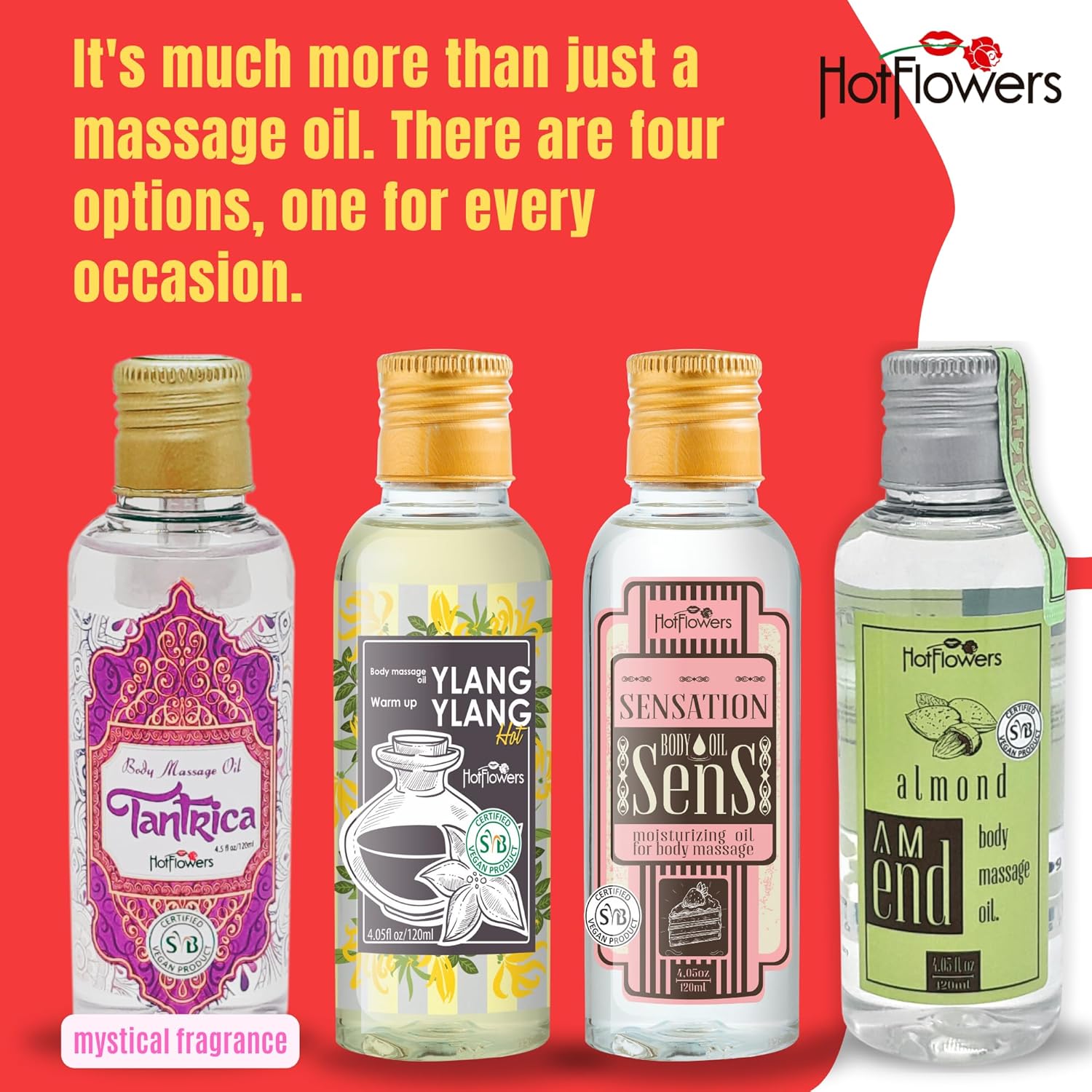 HOT FLOWERS Body Sensual Massage Oil Set for Moisturizer and Nourish The Skin – Women and Couples (Tantrica) - Image 7