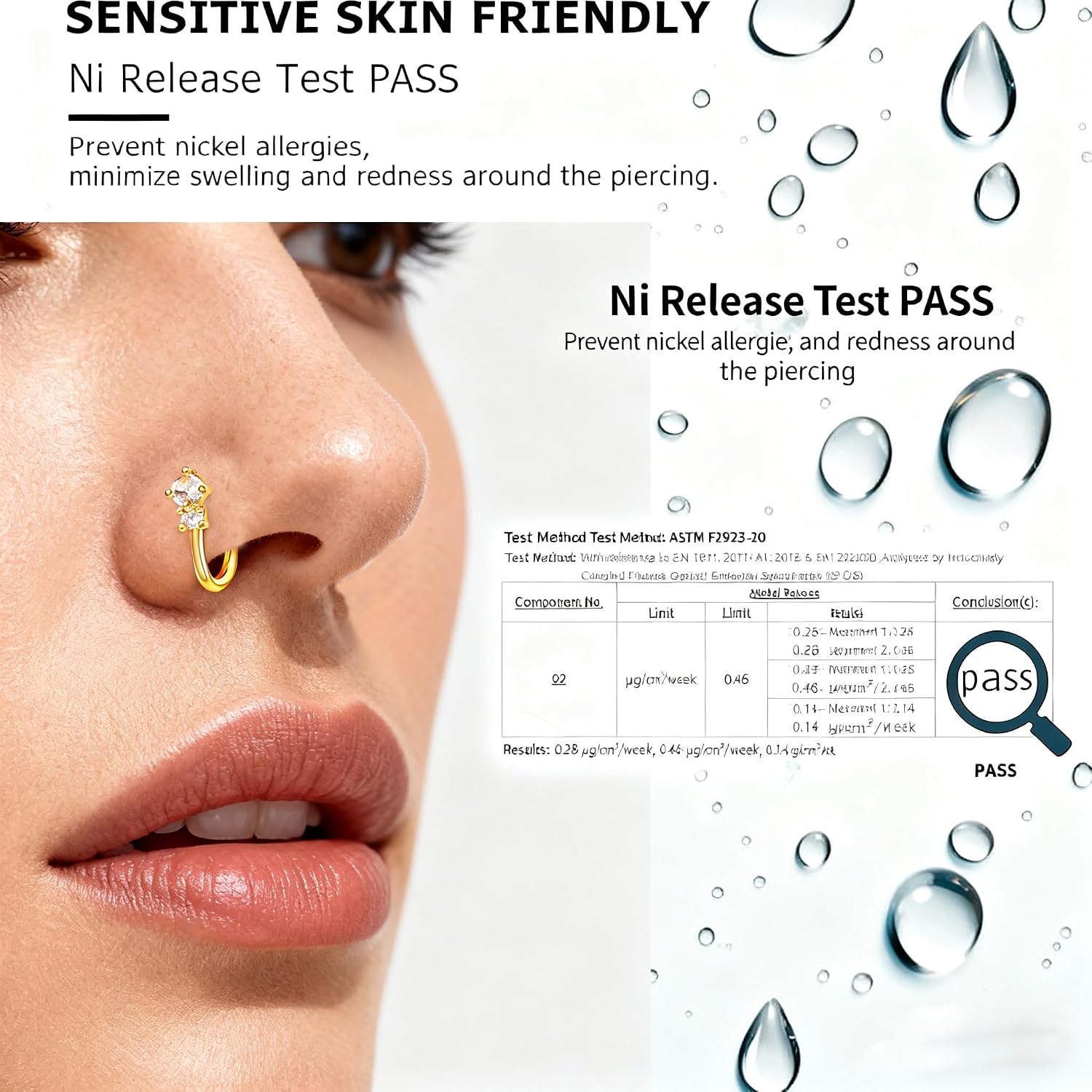 Gmai Hole-Free Fake Nose Ring Clip Adjustable Delicate Flower Zircon Low-Allergy Alloy is A Fashionable Jewelry Suitable for Sensitive Skin
