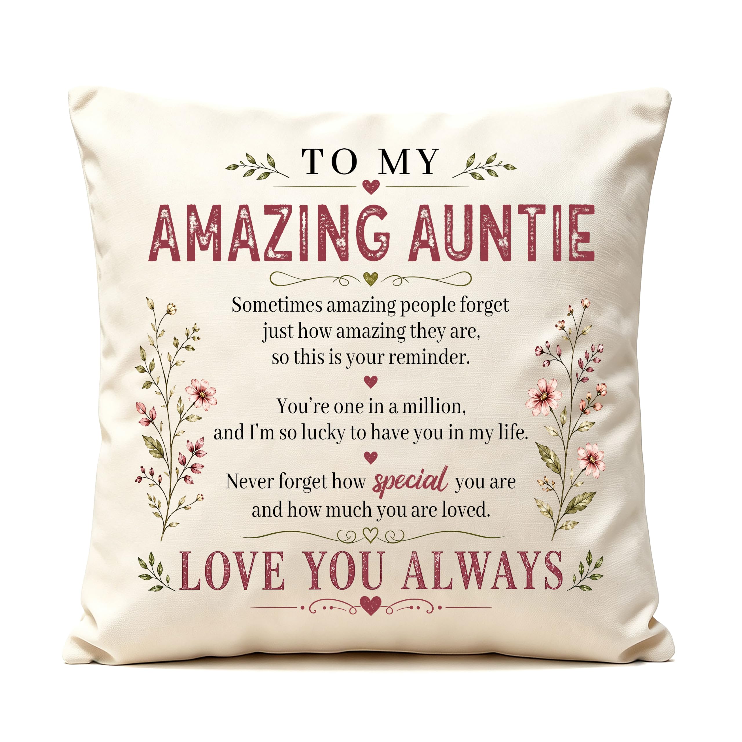 Amazing Auntie Gift from Niece Nephew Cushion Cover 45 x 45 cm Beige