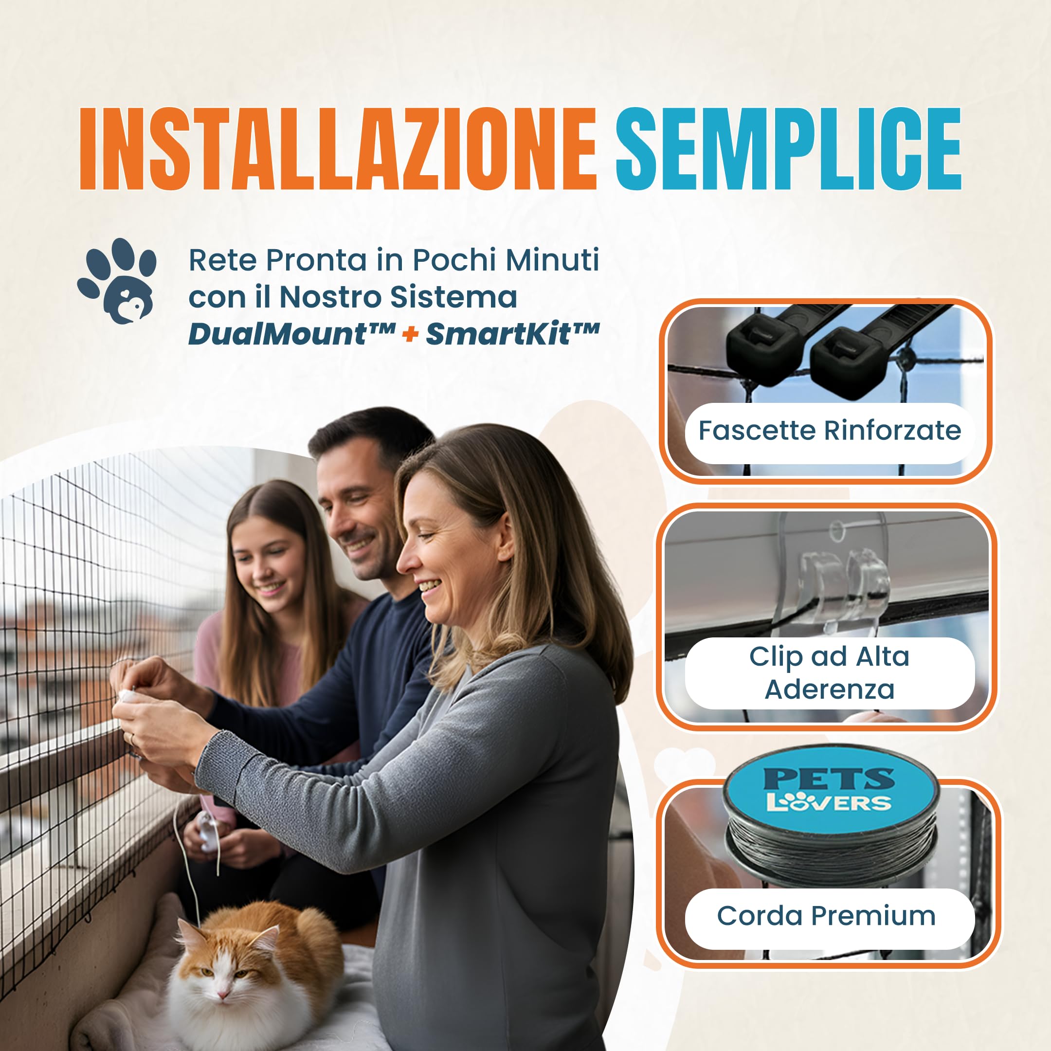 Rete per Gatti Rinforzata con Acciaio Inossidabile 8x3m Nero Anti UV | Kit di Montaggio Senza Trapano, incl. 2 Giocattoli, Rete Gatti Balcone, Rete Balcone per Gatti, Rete per Balcone Esterno