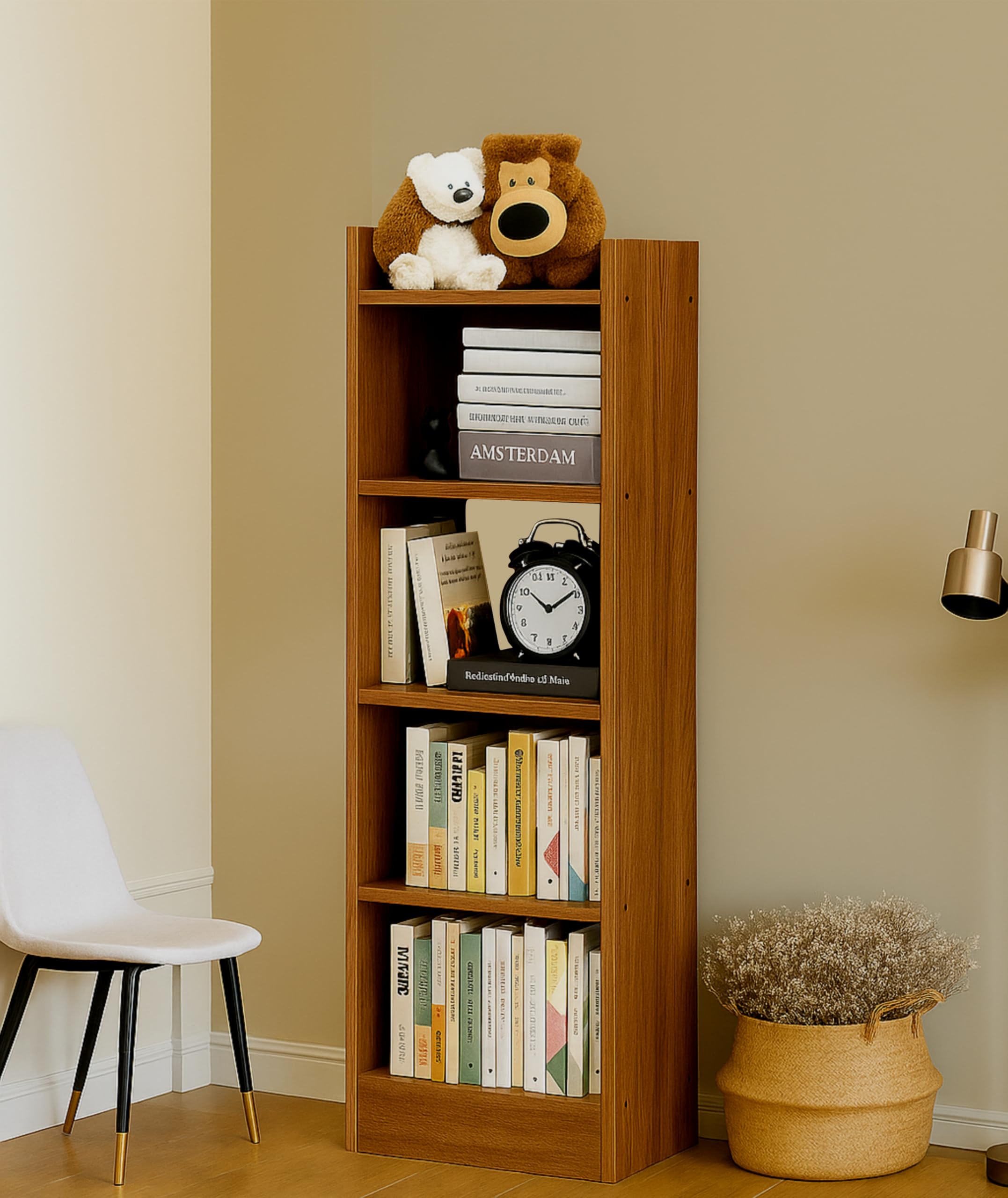 Enigmatic Woodworks Wooden Book Shelf for Home Library Bookshelf Stand Rack for Kids Students Self Organizer for Living & Study Room I (5-Tier Shelves, Colour-Walnut, Finish-Suede) DIY-image-4