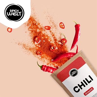 Spicy Welt Ground Chili (250 g) - Finely Ground Chili Powder for Chili Con Carne Curries & Stews & Marinades Pleasantly Sharp Warming & Aromatic 100% Natural Pure No Additives
