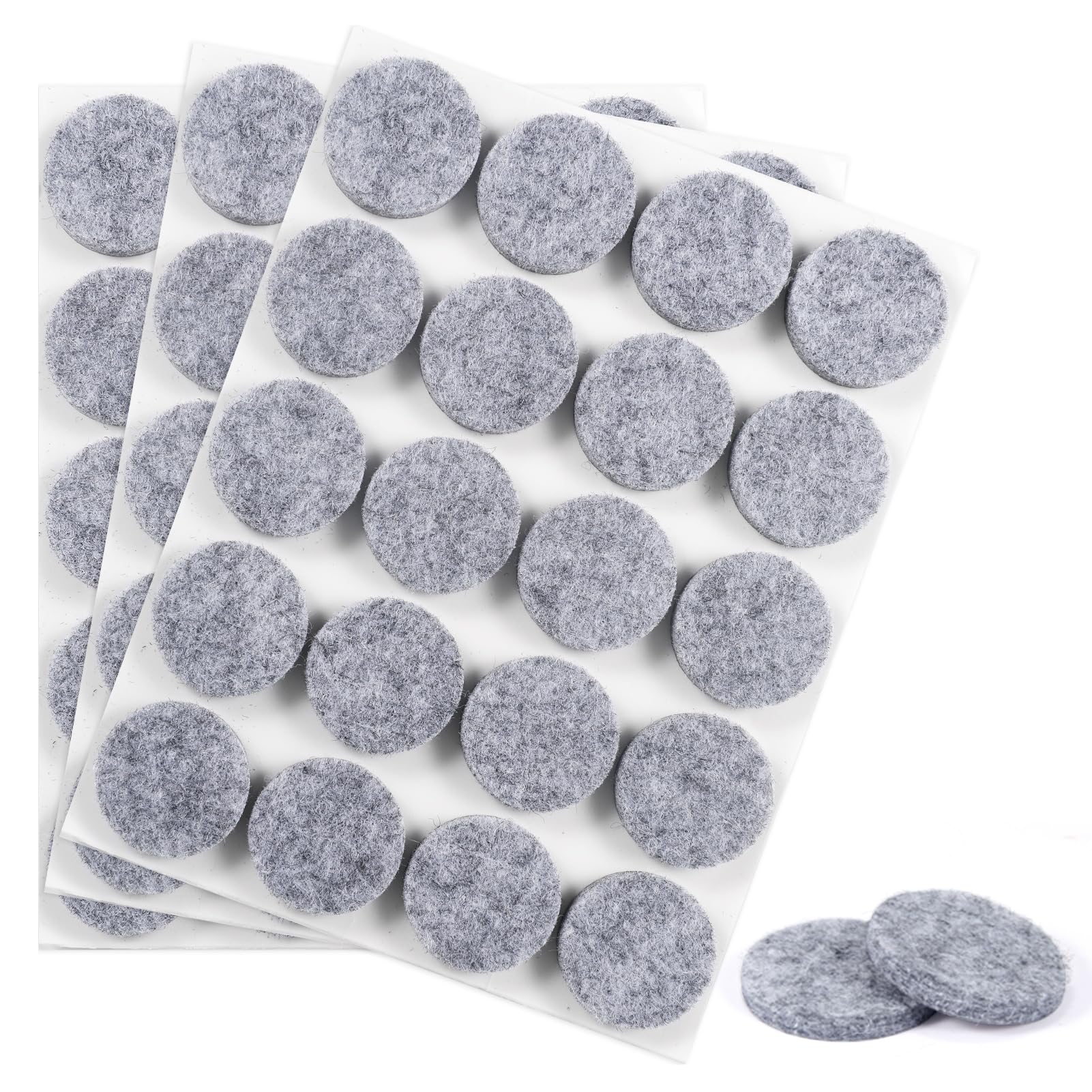 moinkerin 60 Piezas Protector Patas Sillas 25mm Fieltro Adhesivo Muebles Grosor 5mm para Pies de Muebles, Patas de Sillas, Suelos de Madera (Gris, 25mm)