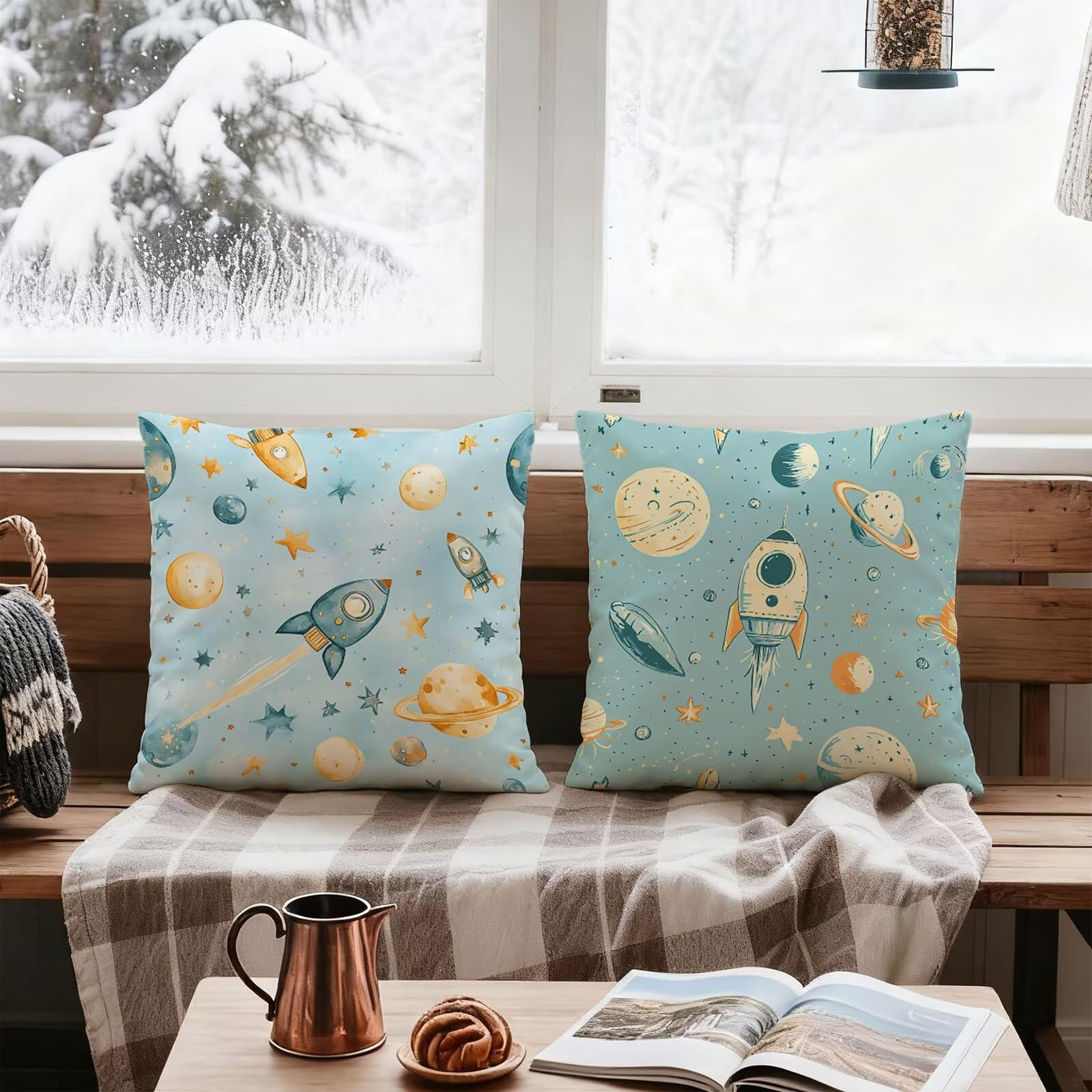 Bleu Housse Coussin 60x60 Vert Sauge Taie Oreiller 60x60 Lot de 4 Super Doux Protege Oreiller 60 x 60 Decoration Automne Taie D'oreiller Carrées Coussin Canape, pour Maison Chambre Canapé E - 199