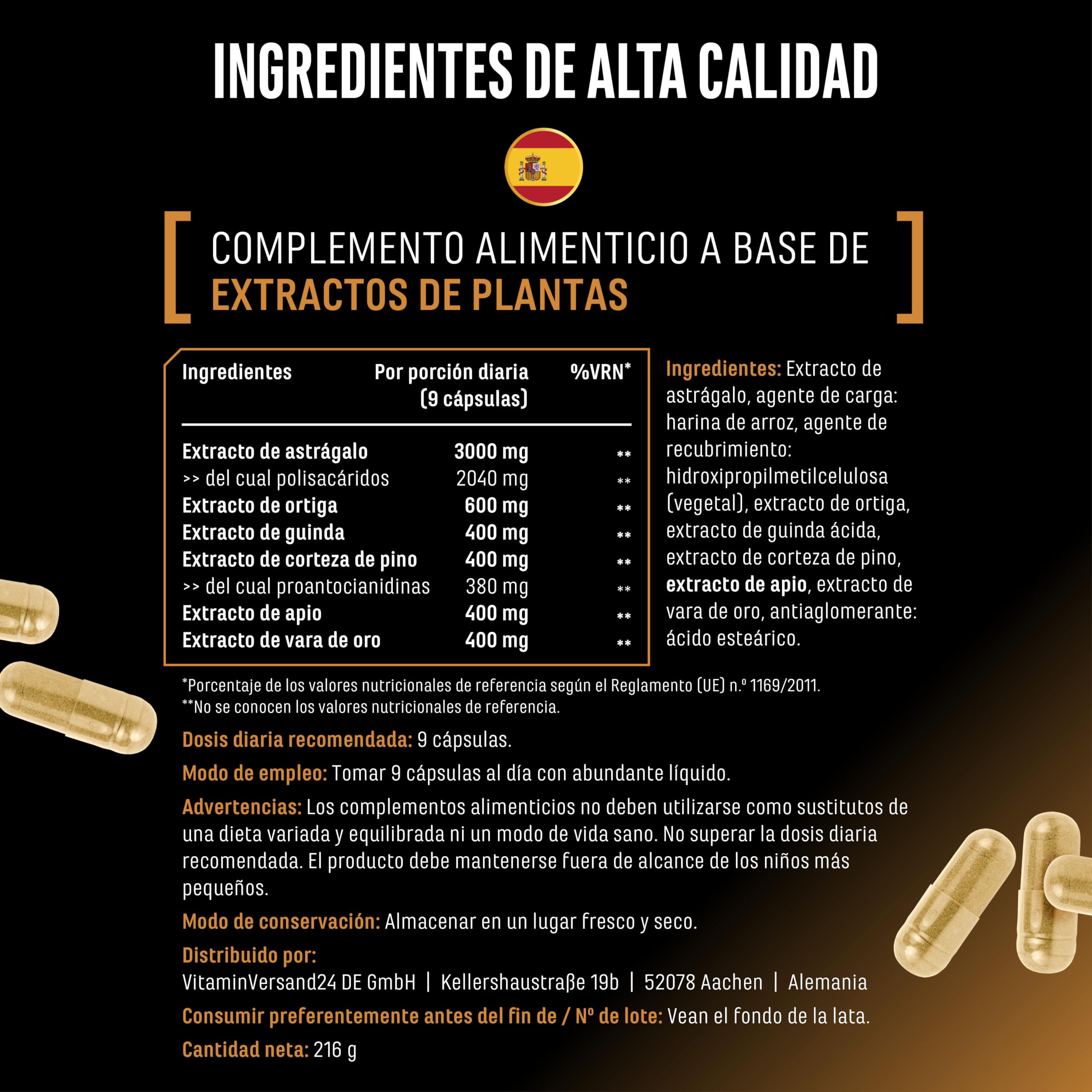 Kidney Essentials - 270 cápsulas - complejo Botanical Flush de alta dosis con extractos de astrágalo, ortiga, cereza ácida, corteza de pino, apio y vara de oro - vegano