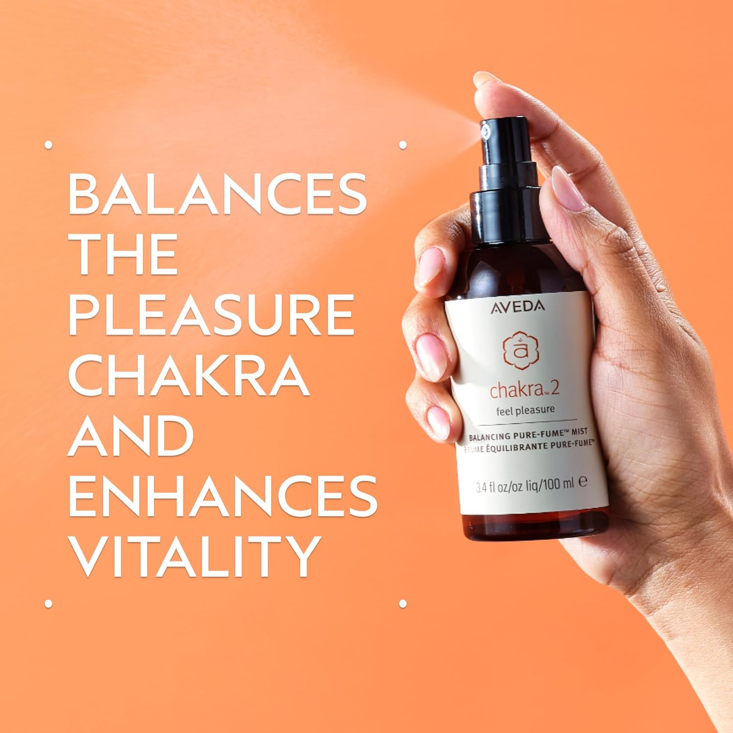 Aveda Chakra 2 Balancing Pure-Fume Mist: Balanced | Body & Room Spray | Balances Pleasure Chakra | With Sandalwood, Certified Organic Orange & Geranium, 3.4 Fl Oz - Image 2