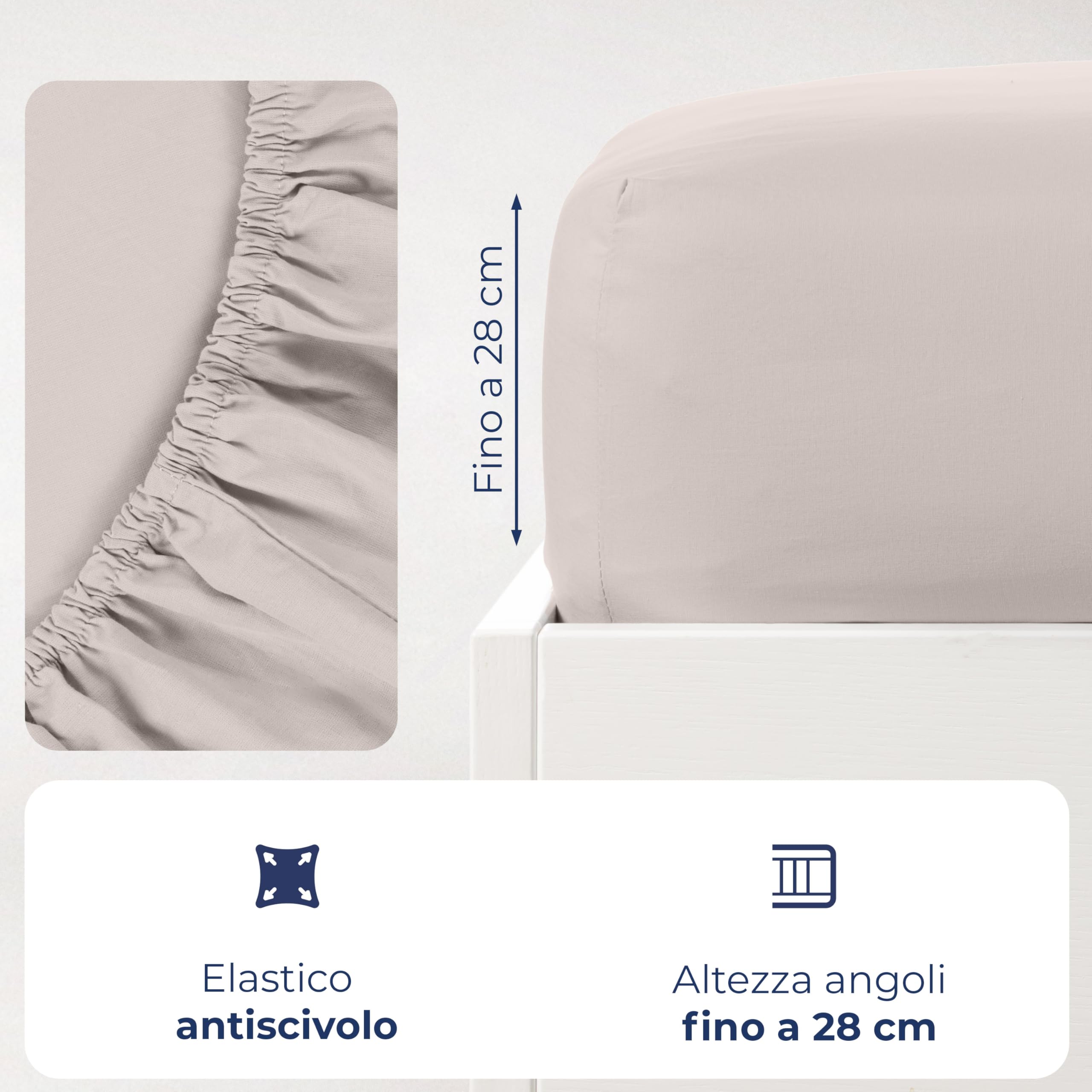Caleffi - Lenzuola Matrimoniali Cotone 180x200 - Completo Lenzuola Matrimoniali Cotone con Angoli - Morbido, Traspirante e Ipoallergenico - Colore Vivo - Certificato Oeko Tex