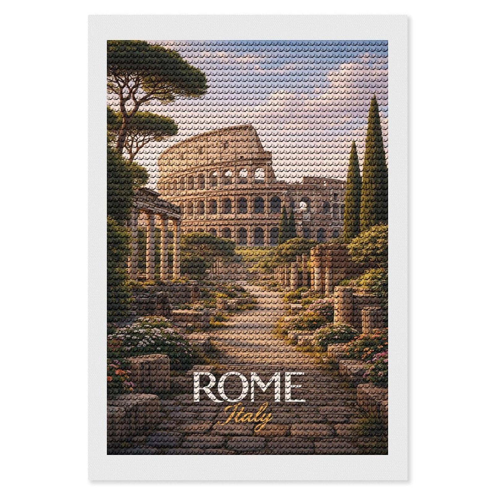 Junmoney Colosseum in Rome, Italy Diamond Painting Kit 8"x12", for Women, Simple to Start, Bedroom Decor, Christmas Gift, Good for Quiet Evenings