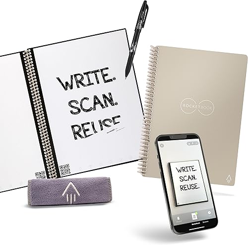 Rocketbook Core - Cuaderno inteligente reutilizable Innovador, ecológico, portátil conectado digitalmente con capacidad de compartir en la nube