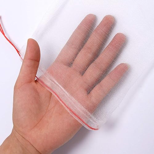 Miniatura 8 de 100 bolsas de protección de frutas Kikhope de 6 x 4 pulgadas, bolsas de red de jardín con cordón, bolsas de red de frutas, bolsas de árboles