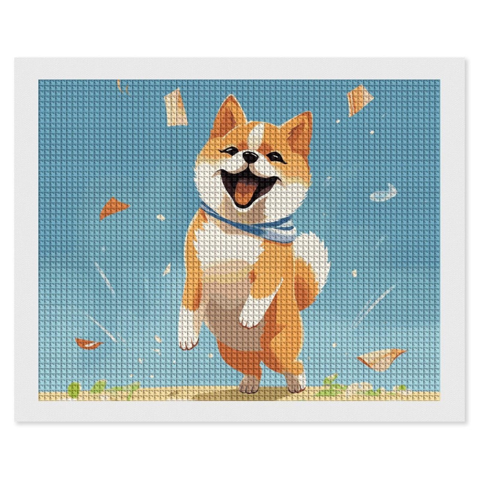 Cute Shiba Inu Diamond Art Kits for Adults, DIY 5D Diamonds Painting Kits for Beginner, Round Full Drill Diamond Dots Painting, 16"x20" Diamonds Pictures Gem Art and Crafts Wall Decor