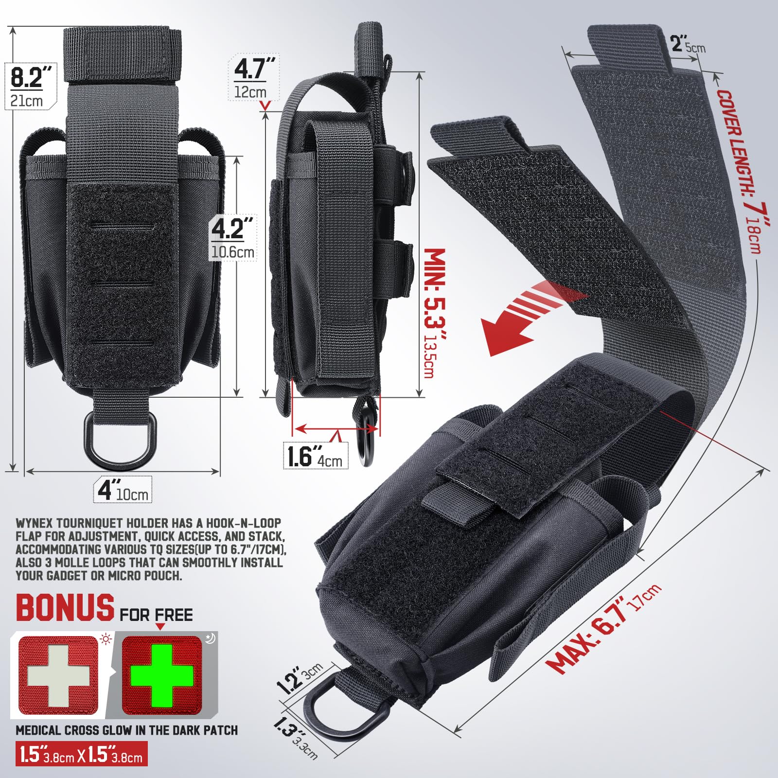 WYNEX Tourniquet Holder Pouch, Tactical TQ Belt IFAK Pouch Trauma Shears Holder Tourniquet Holster Universal EMT Medical MOLLE Attachment for Duty Belt Vest Carrier Accessories