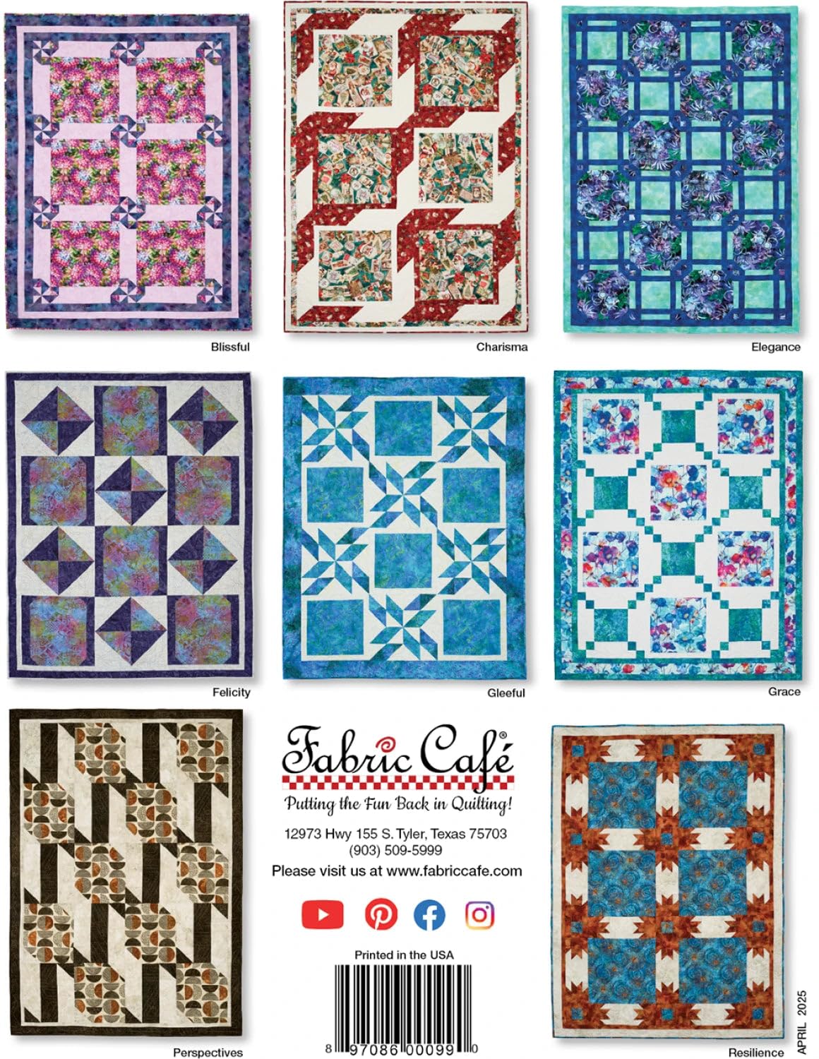 Fabric Café Big Block Trapunte da 3 yard - 8 modelli di trapunta facili con blocchi grandi per mostrare i tuoi tessuti preferiti - Veloce, adatto ai principianti, 3 opzioni di dimensioni - Libro