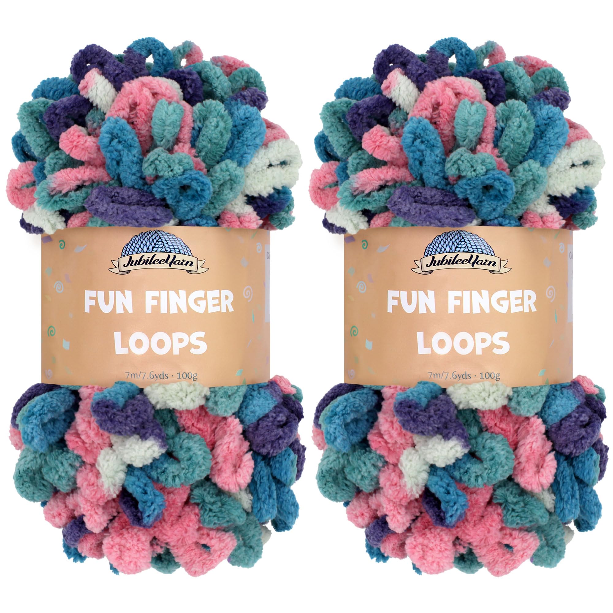 JubileeYarn Fun Finger Loops Yarn - Polyester Jumbo Weight Loop Yarn - 100g/Skein - Lynx - 2 Skeins โ image 1