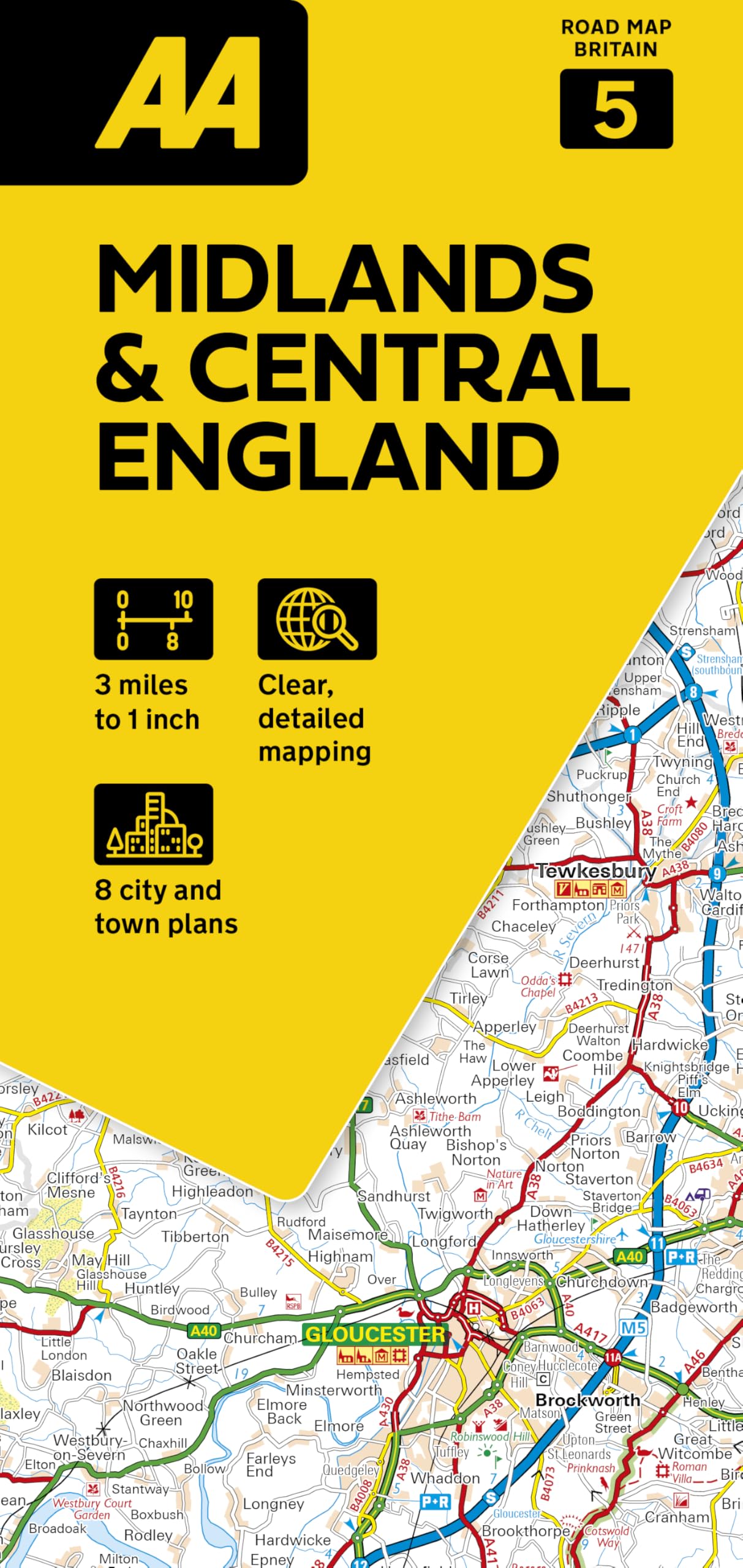 AA Road Map Midlands & Central England 5. Folded Map (3 miles to 1 inch / 1:200000) (AA Road Map Britain)