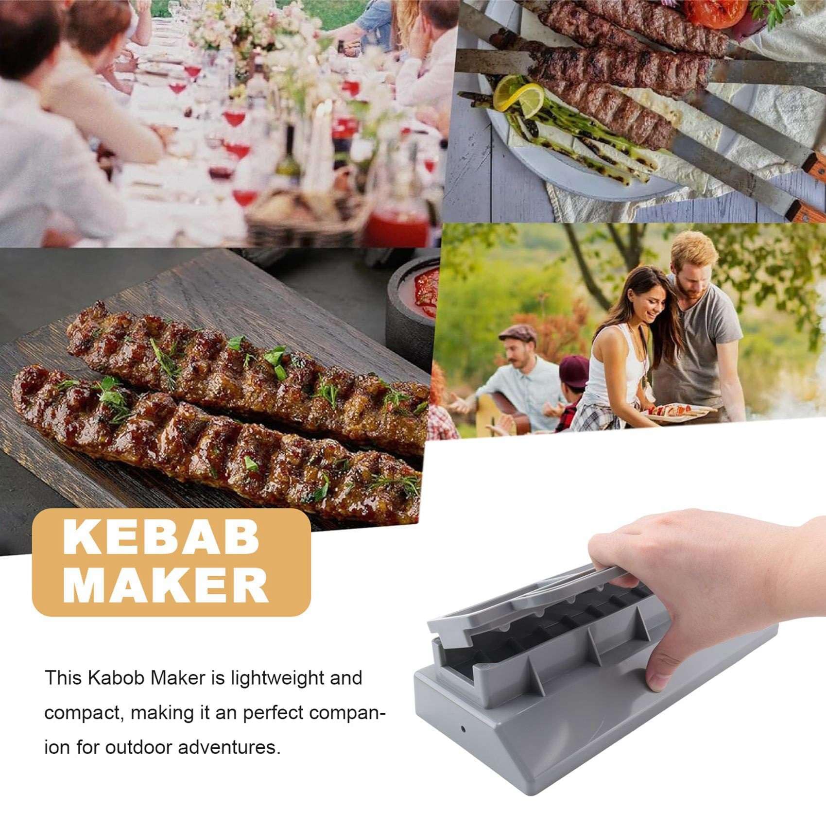 2 prensas grandes para hacer kebabs de plástico gris, forma manual de Kabob, pinchos para barbacoa