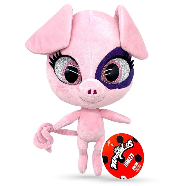 Foto 4 de 8 de Miraculous Ladybug, Kwami Mon Ami Daizzi, Juguete de Peluche de Cerdo para Niños con Ojos de Resina, Rosa