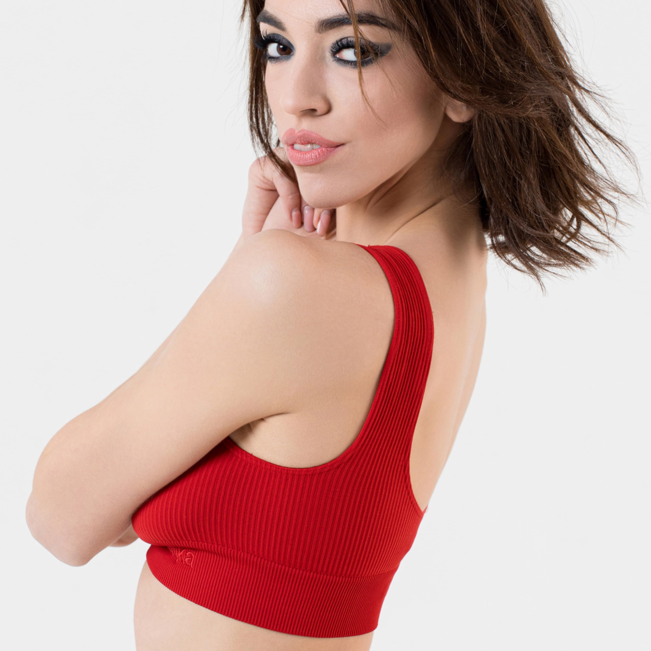 Invertika Top Sportswear Donna in Microfibra Effetto Push up Modellante e Contenitivo - Intimo Sportivo Donna Reggiseno a Costine Made in Italy