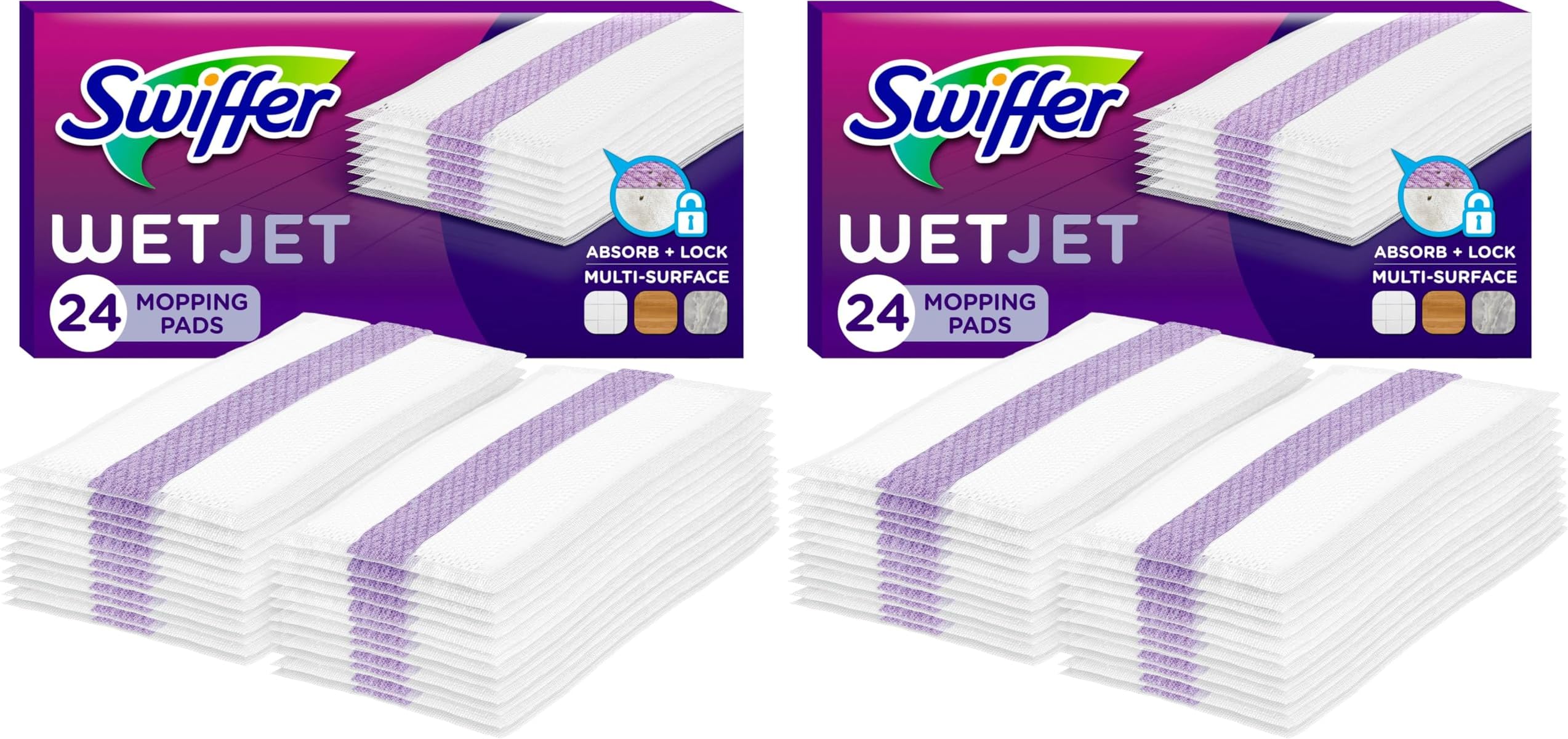 WetJet Hardwood Floor Cleaner Spray Mop Pad Refill, Bathroom Cleaning Supplies, Hardwood Floor Cleaner, Multi Surface, 24 Count (Pack of 2)