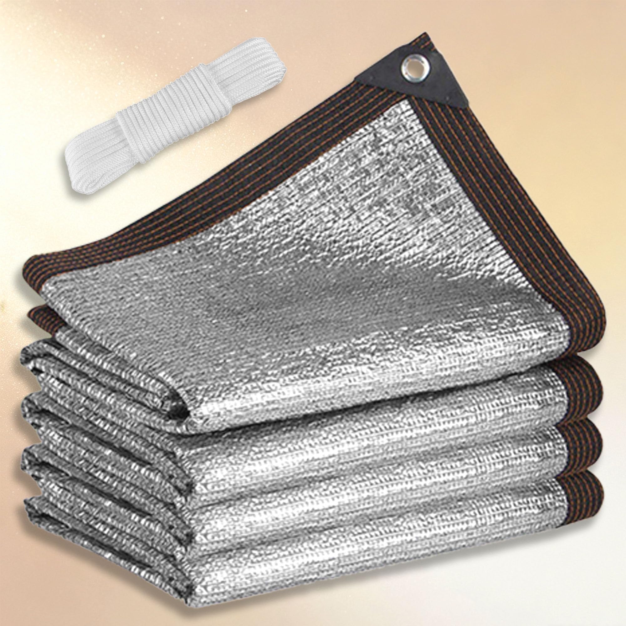 Siatka Cieniująca Z Folii Aluminiowej 160 x 330 cm Przeciwsłoneczna Ogrodowa Markiza Przeciwsłoneczna Z Przelotkami Do Pergoli Patio, Szklarni, Markizy Okiennej Samochodu, Srebro