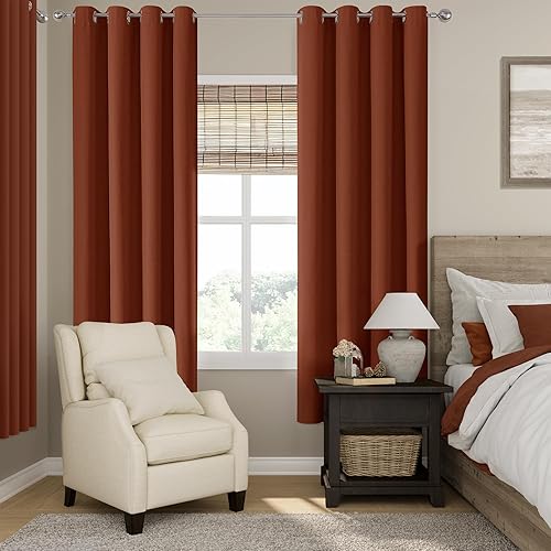 Miniatura 75 de ChrisDowa Cortinas 100% opacas de abedul liso de 96 pulgadas de largo, 2 paneles para dormitorio, sala de estar, oscurecimiento de la habitación de