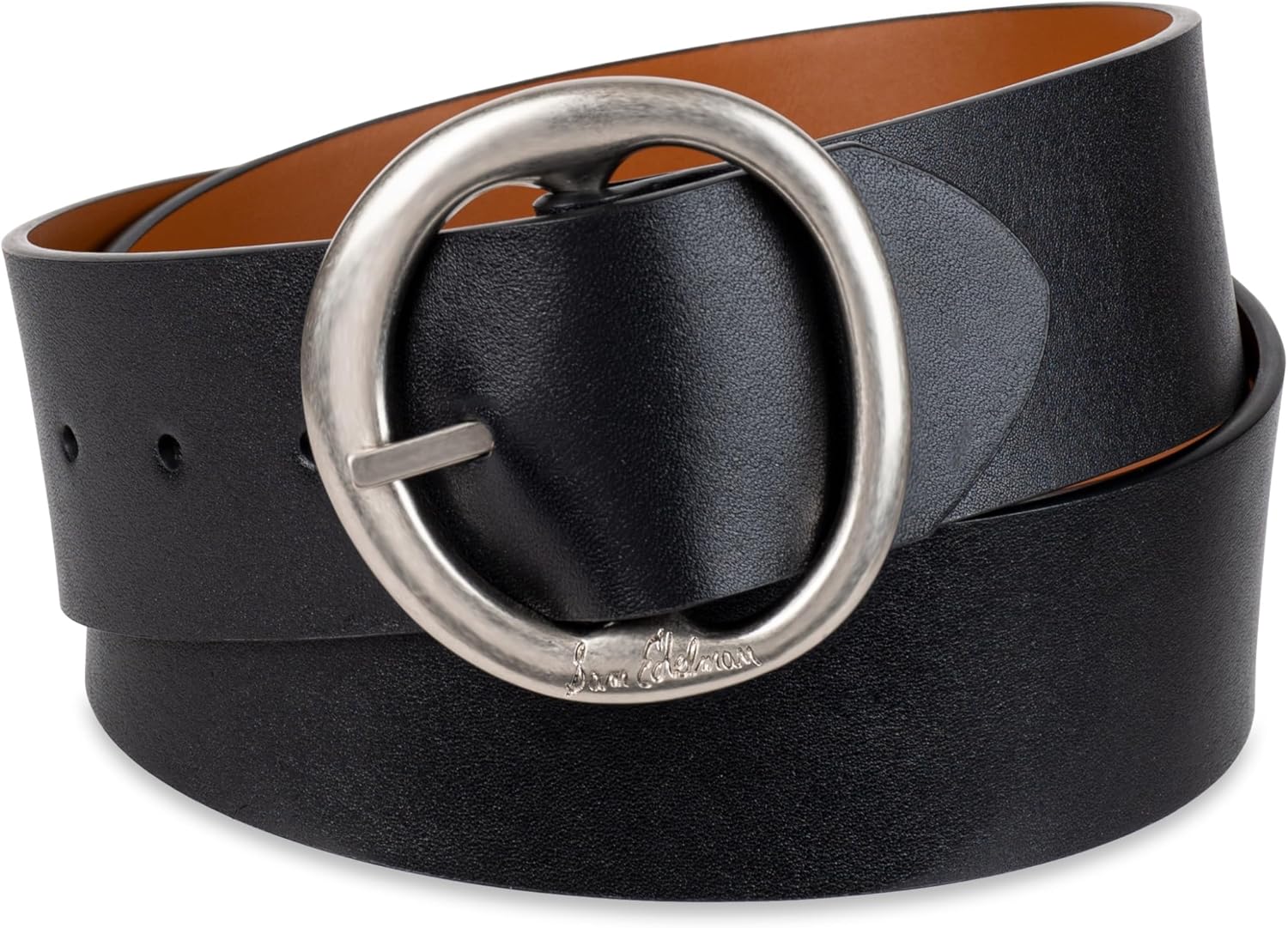 Sam Edelman Women's Two-in-One Reversible Center Bar Buckle Belt, Black Centerbar, Small