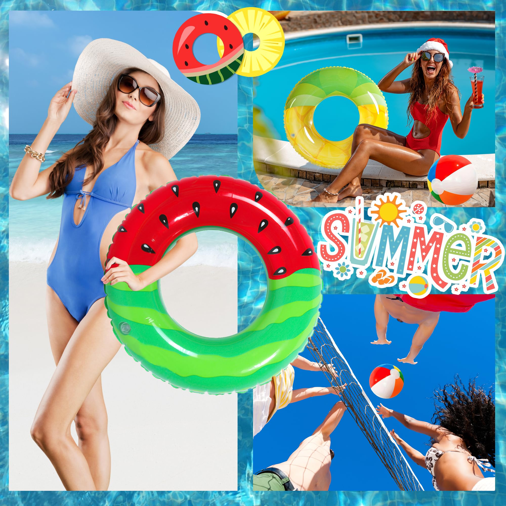 Chennyfun - Anneaux De Natation Gonflables (90cm) - Lot De 4 - Fruits