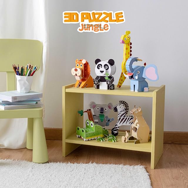 Foto 7 de 8 de BONNYCO Puzzle 3D Niños de Animales de la Jungla, Pack de 8 Rompecabezas 3D