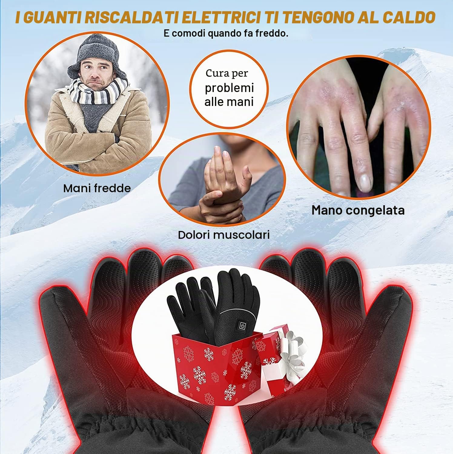 Guanti Riscaldati Invernali USB Elettrici - Touch Screen Guanti Uomo Donna Scaldamani con Riscaldamento delle Dita, 7,4V 4000 MAh Batteria Ricaricabile per la Caccia Pesca Sci Moto Ciclismo - L (L)