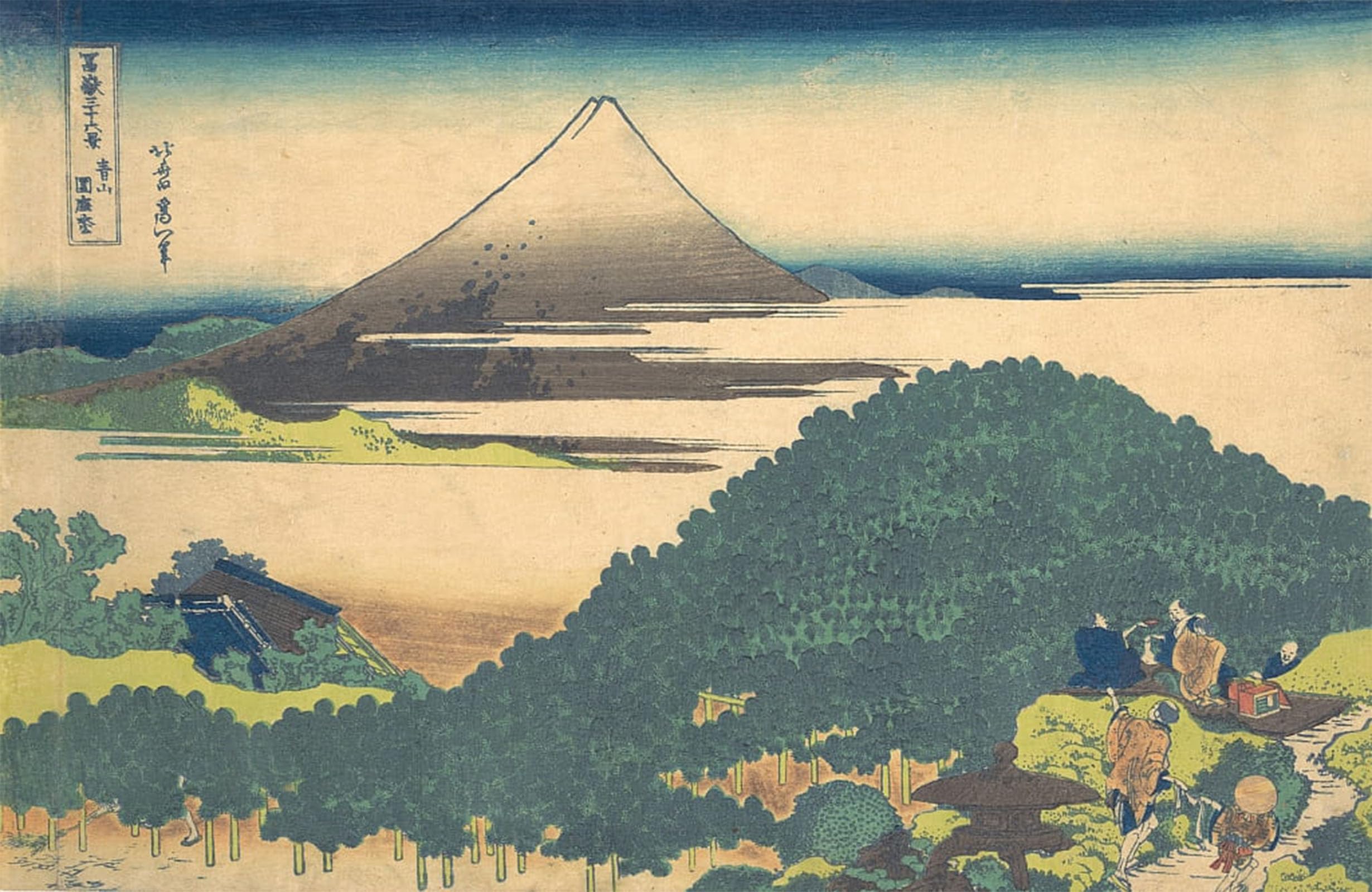 ARTXLXXBN Famous Painting Art Wall Decor Abstract Art Picture Cushion Pine At Aoyama Aoyama Enza No Matsu by Katsushika Hokusai Animal Pictures for Home Decor 60x90cm
