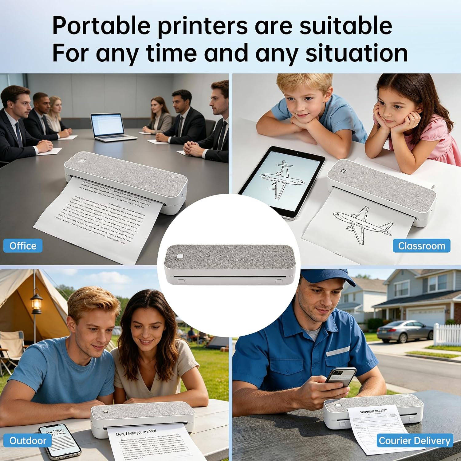 Portable printer bluetooth Inkless thermal for Phone & Laptop and Tablet