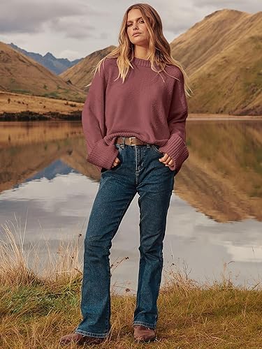 Vista 7 de ANRABESS Suéter de manga larga con cuello redondo para mujer, de gran tamaño, de punto mullido, informal, grueso, cálido, para otoño 2024, trajes