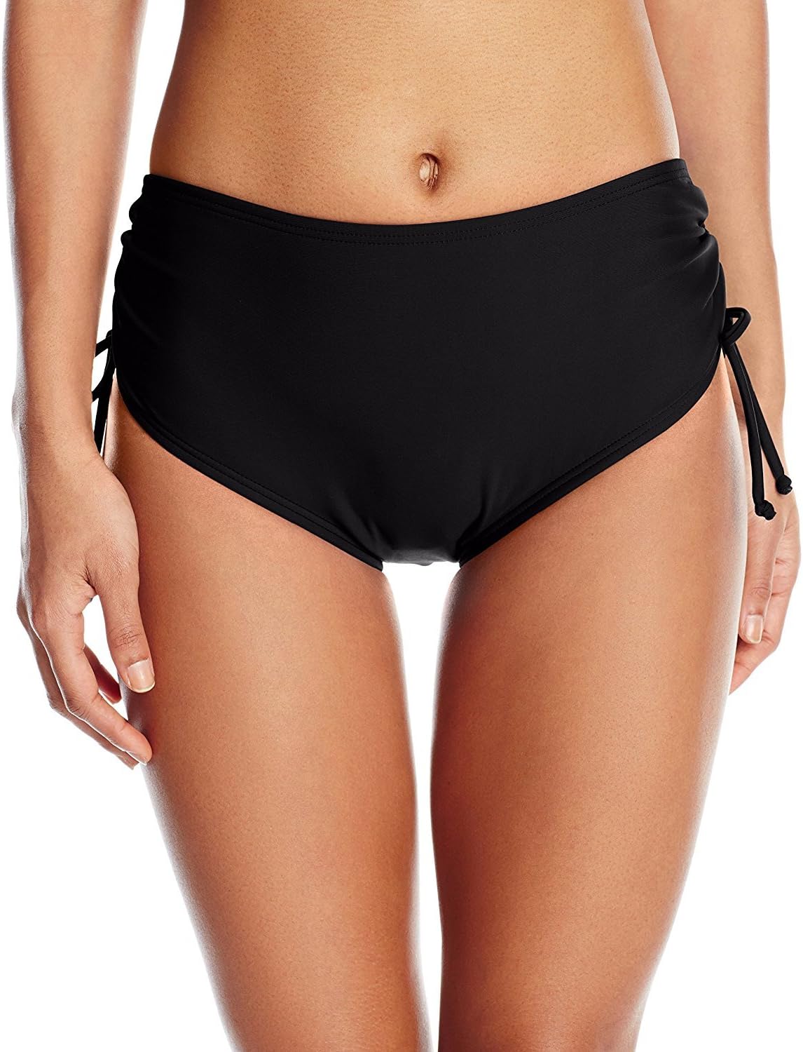 Women's Side Shirred Adjustable High Waist Bikini Bottom