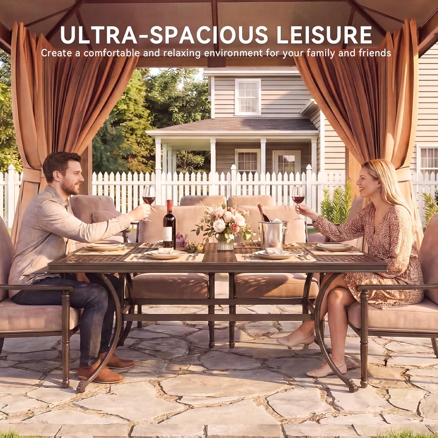 Aoxun 10' x 12' Outdoor Wood Gazebo, Hardtop Gazebo Permanent Wooden Pavilion with Double Polycarbonate Top, for Patio, Garden, Deck, Cedar Wood, Natural