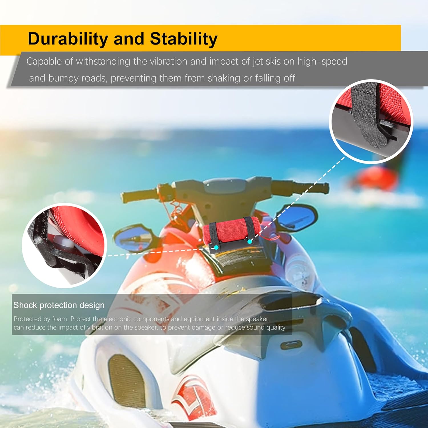 Speaker Mount for Jet Ski, Metal Bracket Holder for PWC's, Boat, Snowmobile, Aluminum Universial Speaker Mount for Jetski (Red) - Image 4