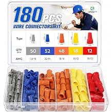 180 PCS Wire Connectors Nuts, Electrical Wire Caps Small Wire Assortment Nuts Kit, Assorted Electric Cap for Wiring, Twist-On Wire Screw Connector for Home, DIY Projects & Commercial Use