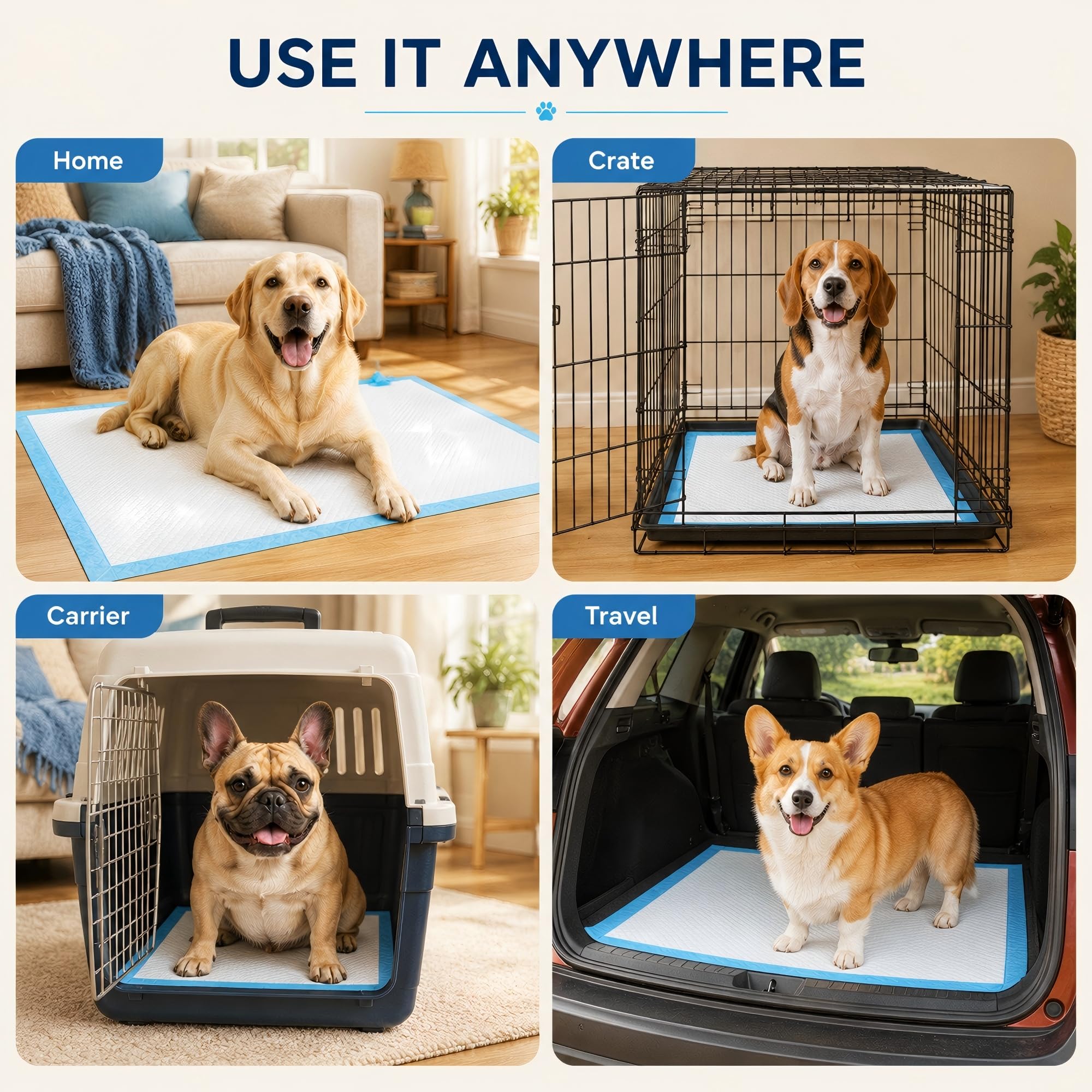 Boscute Almohadillas de entrenamiento para perros superabsorbentes y a prueba de fugas, tamaño jumbo, 36 x 36 pulgadas, almohadillas de entrenamiento desechables gruesas de secado rápido para