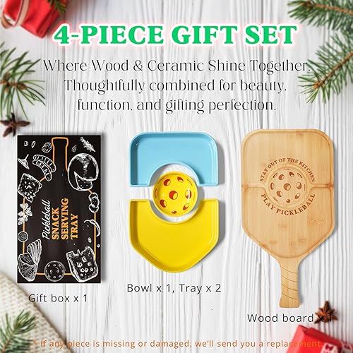 Miniatura 2 de Juego de bandeja de aperitivos de paleta de pickleball con tabla de cortar de charcutería, regalos únicos de pickleball para los amantes del